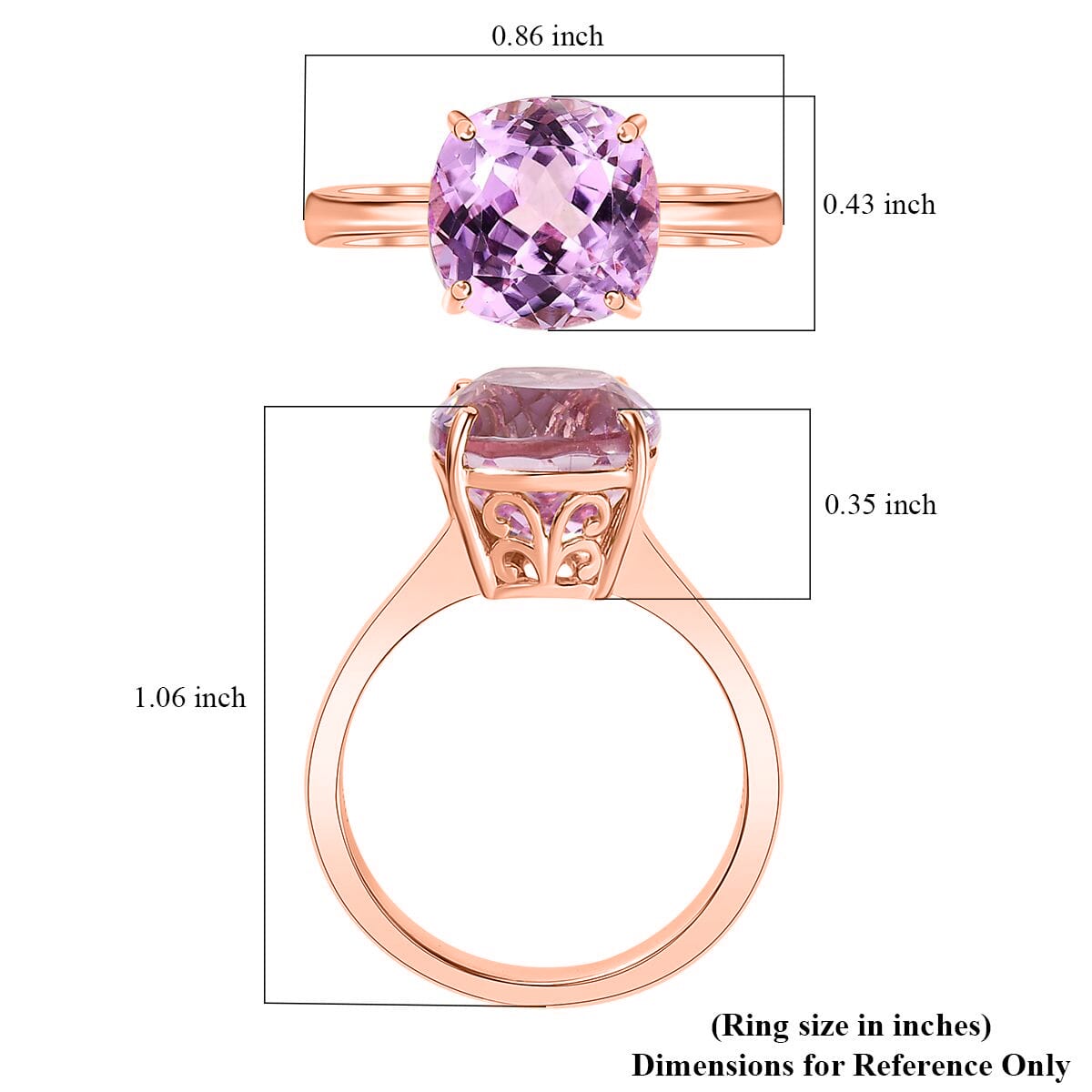 Luxoro 14K Rose Gold AAA Patroke Kunzite Solitaire Ring (Size 7.5) 5.75 ctw image number 5
