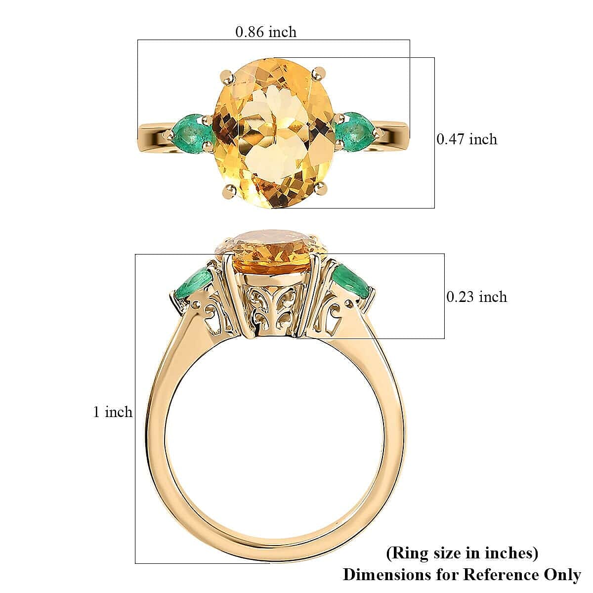 Luxoro 10K Yellow Gold Premium Brazilian Heliodor and Premium Boyaca Colombian Emerald Ring (Size 5.0) 3.15 ctw