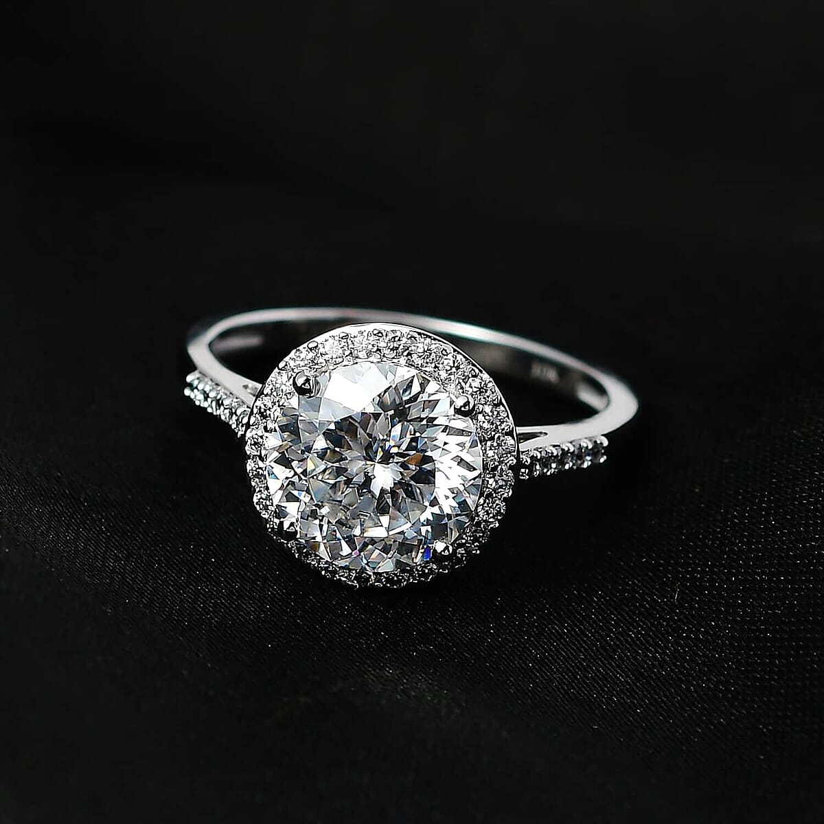 Luxoro 10K White Gold 120 Facets Moissanite Halo Ring (Size 10.5) 2.75 ctw image number 1
