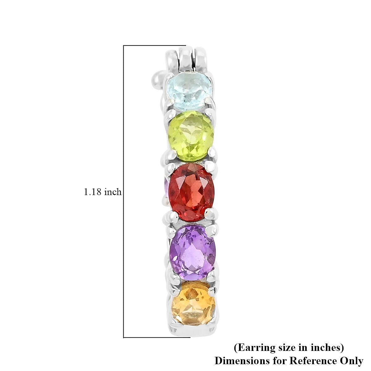 Multi Gemstone Inside Out Hoop Earrings in Stainless Steel 5.50 ctw