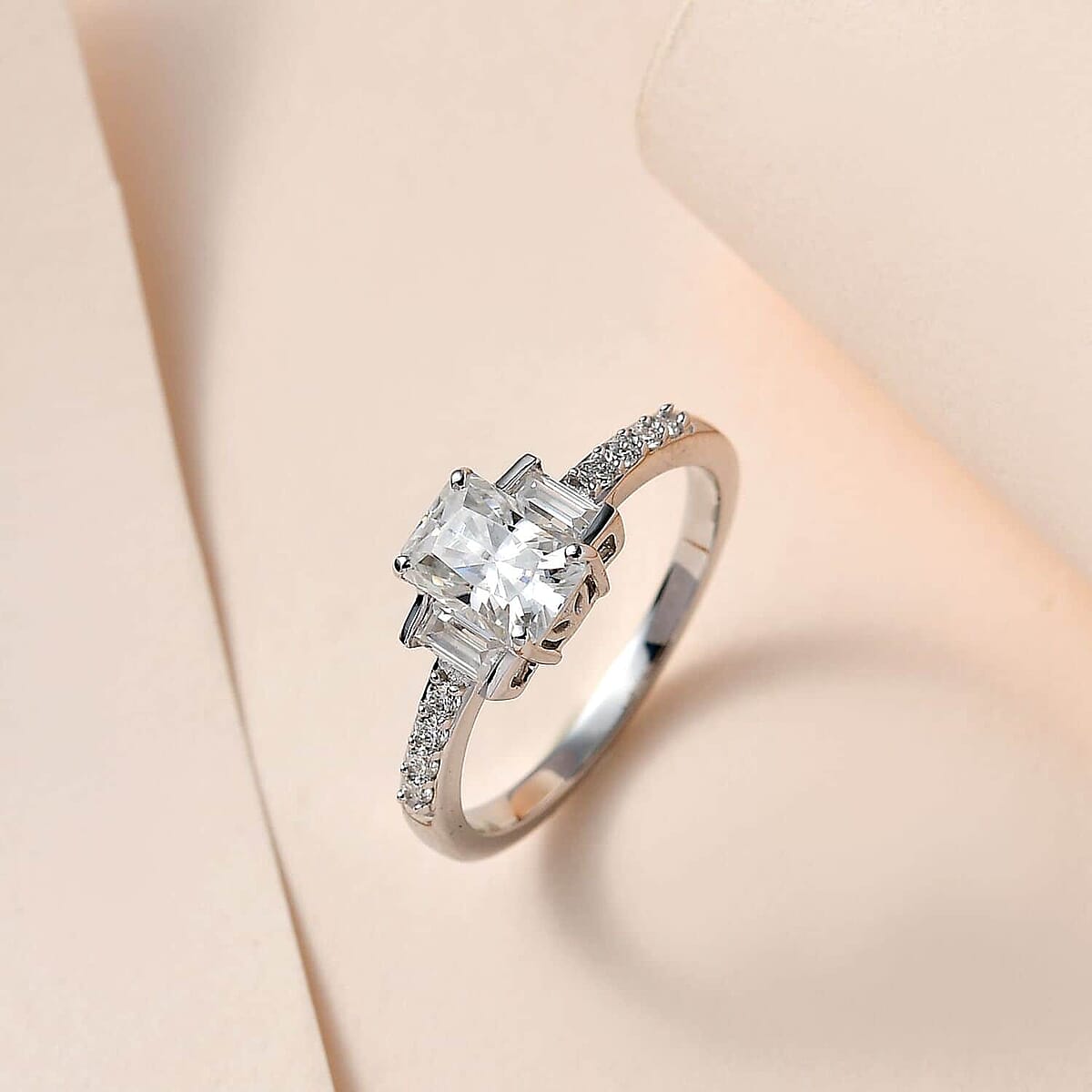 Luxoro 10K White Gold Moissanite Ring (Size 10.5) 1.25 ctw image number 1