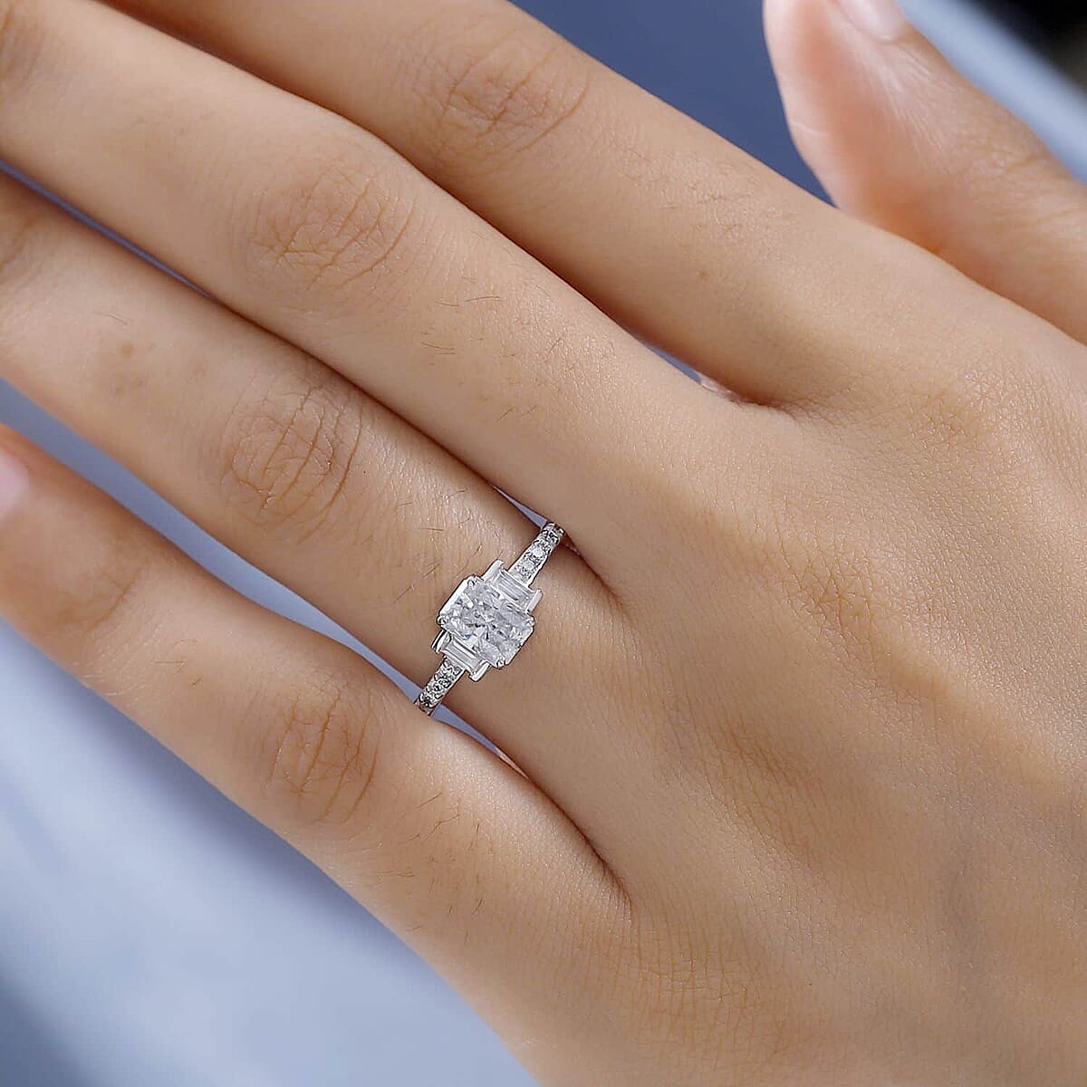 Luxoro 10K White Gold Moissanite Ring (Size 10.5) 1.25 ctw image number 2