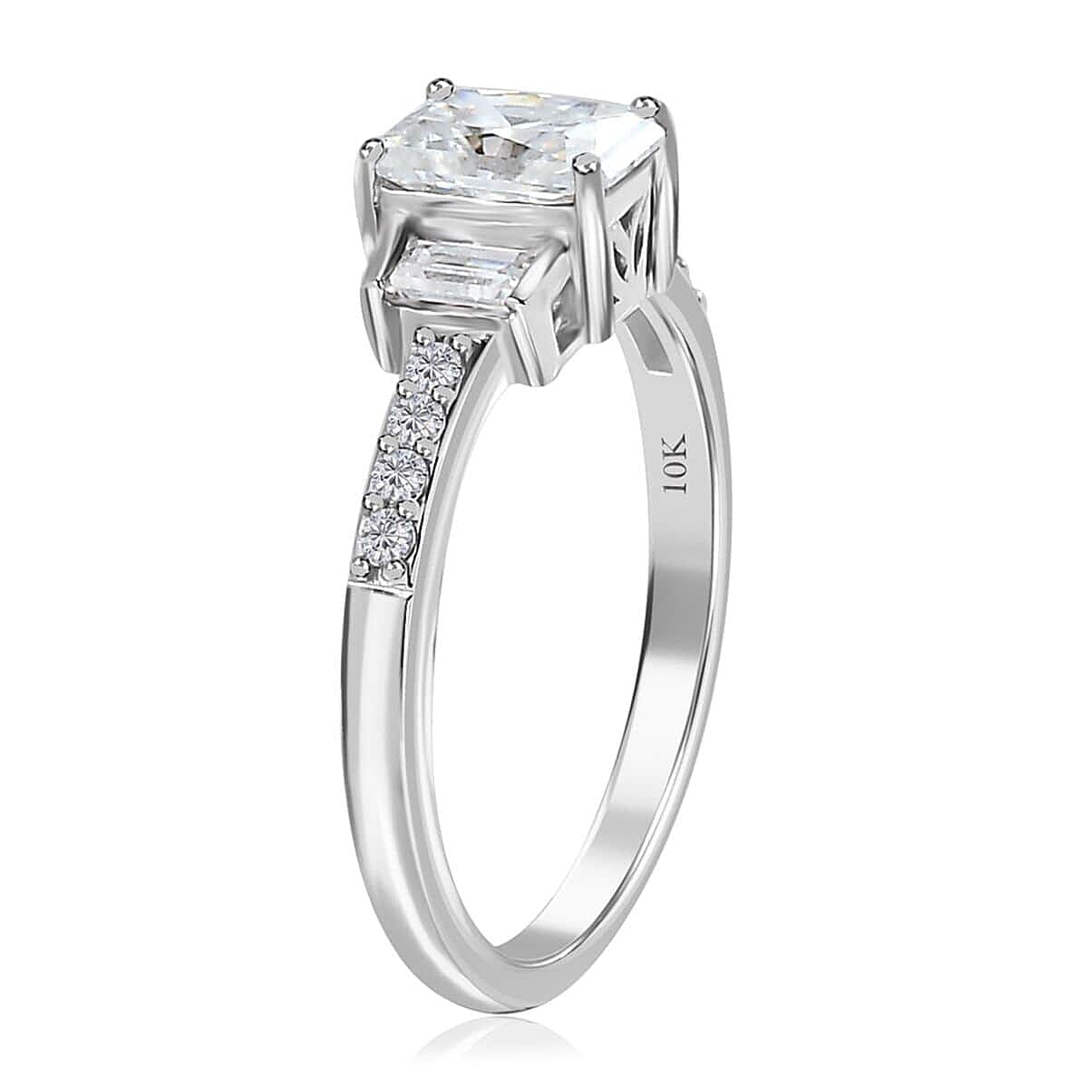 Luxoro 10K White Gold Moissanite Ring (Size 10.5) 1.25 ctw image number 3