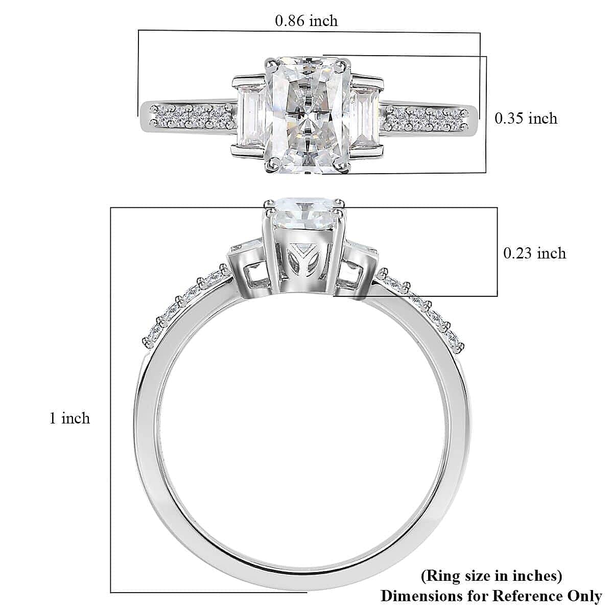 Luxoro 10K White Gold Moissanite Ring (Size 10.5) 1.25 ctw image number 5