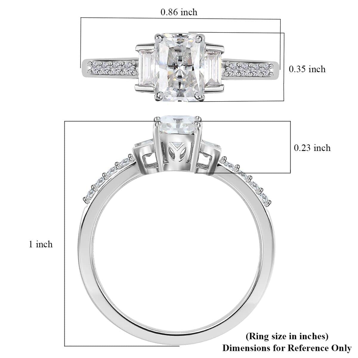 Luxoro 10K White Gold Moissanite Ring (Size 9.5) 1.25 ctw image number 5