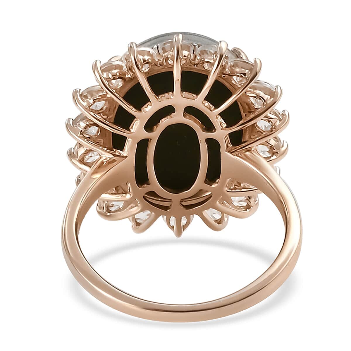 10K Rose Gold AAA Boulder Opal Triplet and White Zircon Sunburst Ring (Size 5.0) 10.00 ctw image number 4