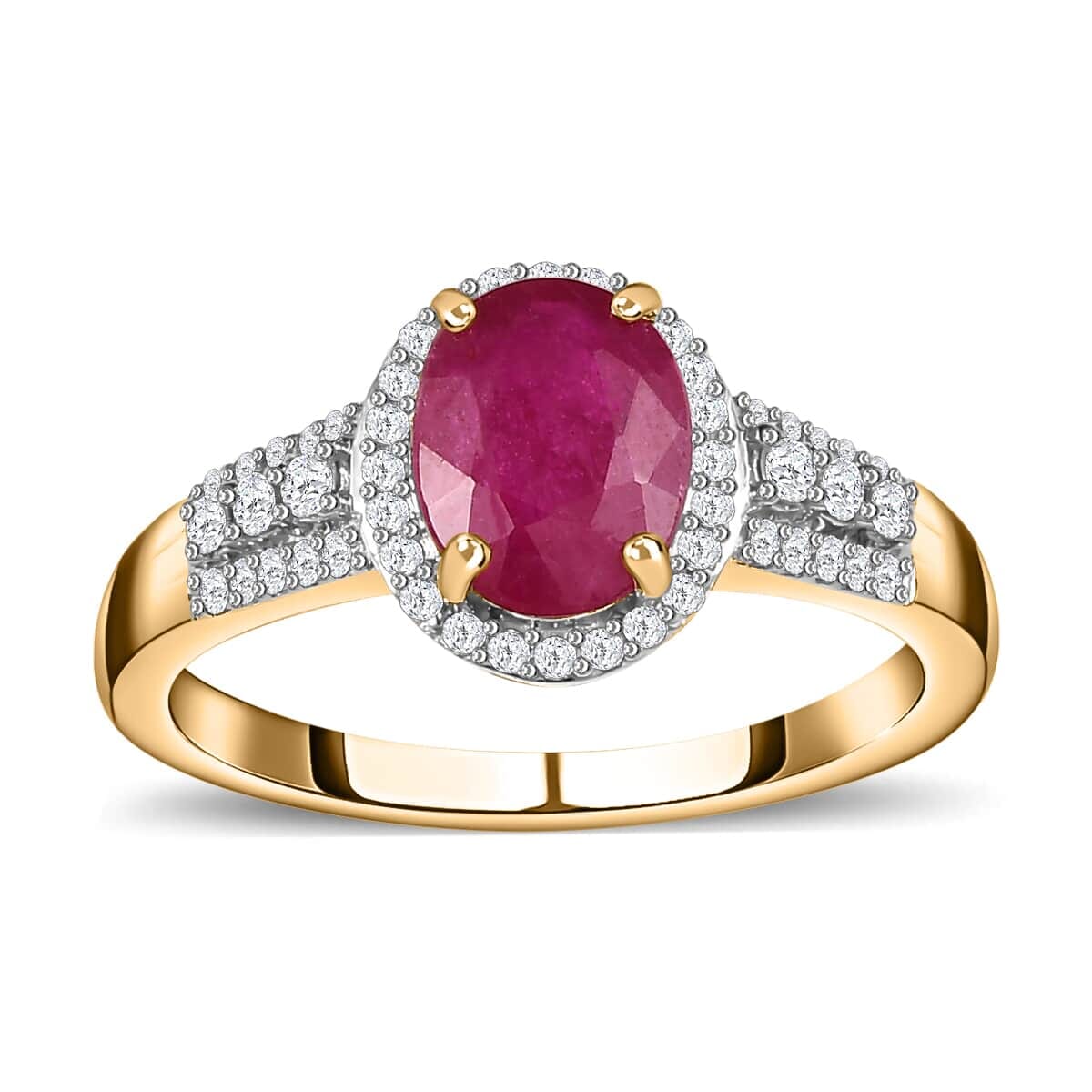Luxoro 14K Yellow Gold Premium Montepuez Ruby and G-H I3 Diamond Ring (Size 11.0) 4.15 Grams 2.85 ctw image number 0