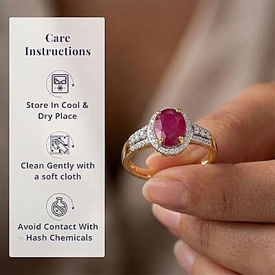 Luxoro 14K Yellow Gold Premium Montepuez Ruby and G-H I3 Diamond Ring (Size 11.0) 4.15 Grams 2.85 ctw