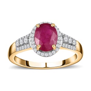 Luxoro 14K Yellow Gold Premium Montepuez Ruby and G-H I3 Diamond Ring (Size 5.5) 4.15 Grams 2.85 ctw