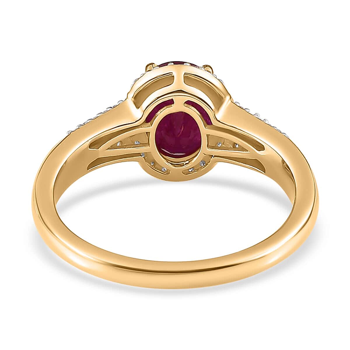 Luxoro 14K Yellow Gold Premium Montepuez Ruby and G-H I3 Diamond Ring (Size 5.5) 4.15 Grams 2.85 ctw image number 4