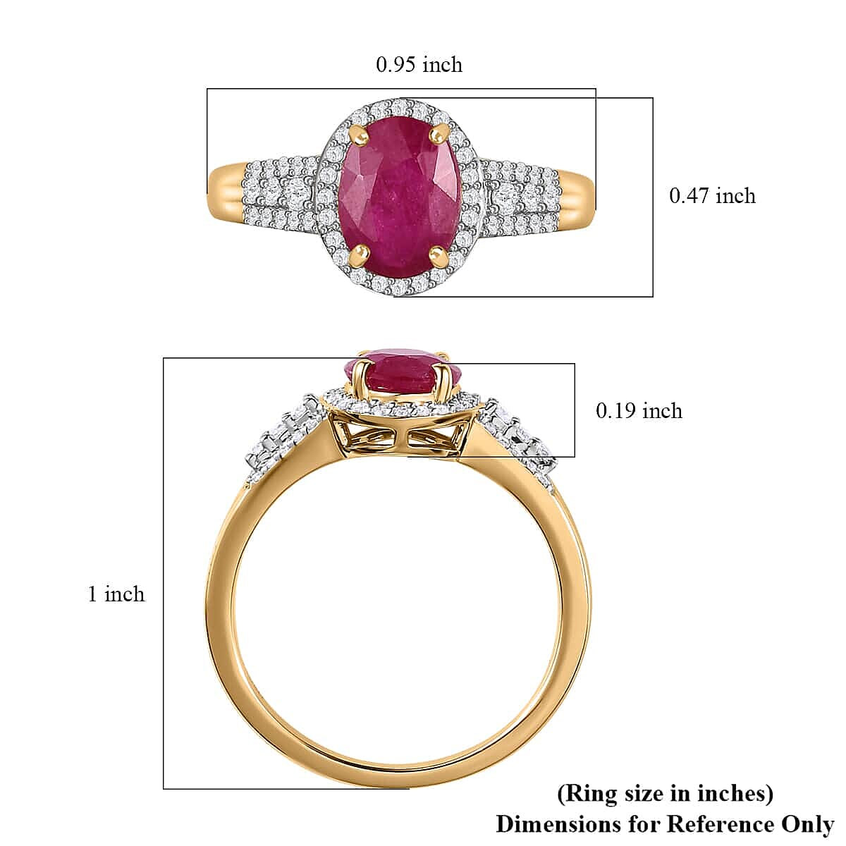 Luxoro 14K Yellow Gold Premium Montepuez Ruby and G-H I3 Diamond Ring (Size 5.5) 4.15 Grams 2.85 ctw image number 5