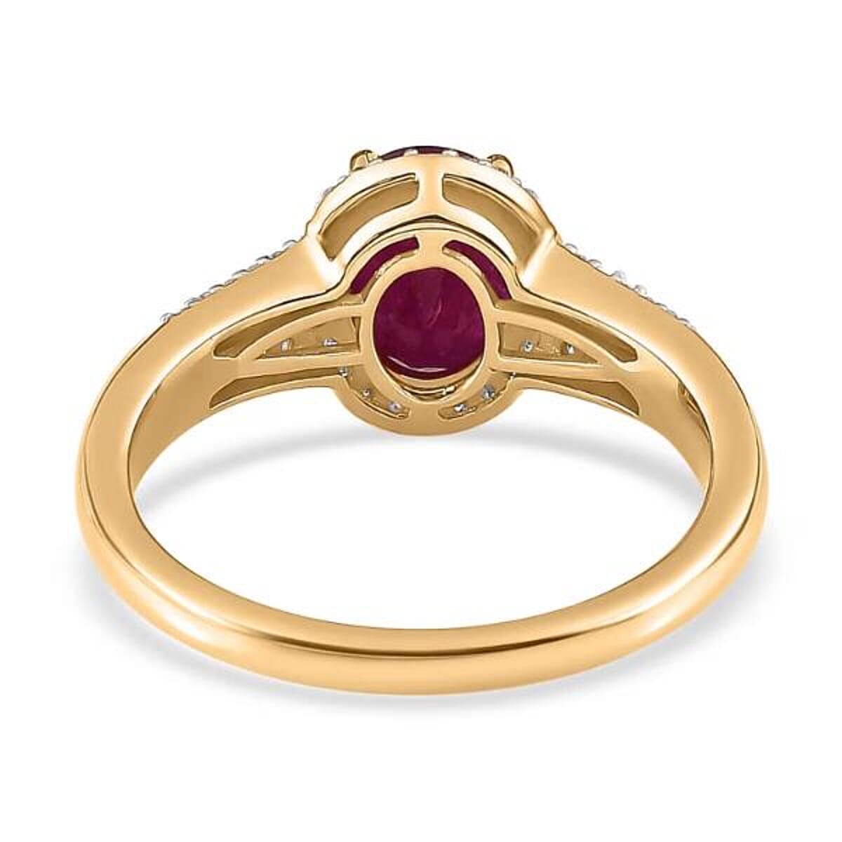 Luxoro 14K Yellow Gold Premium Montepuez Ruby and G-H I3 Diamond Ring (Size 6.5) 4.15 Grams 2.85 ctw image number 6