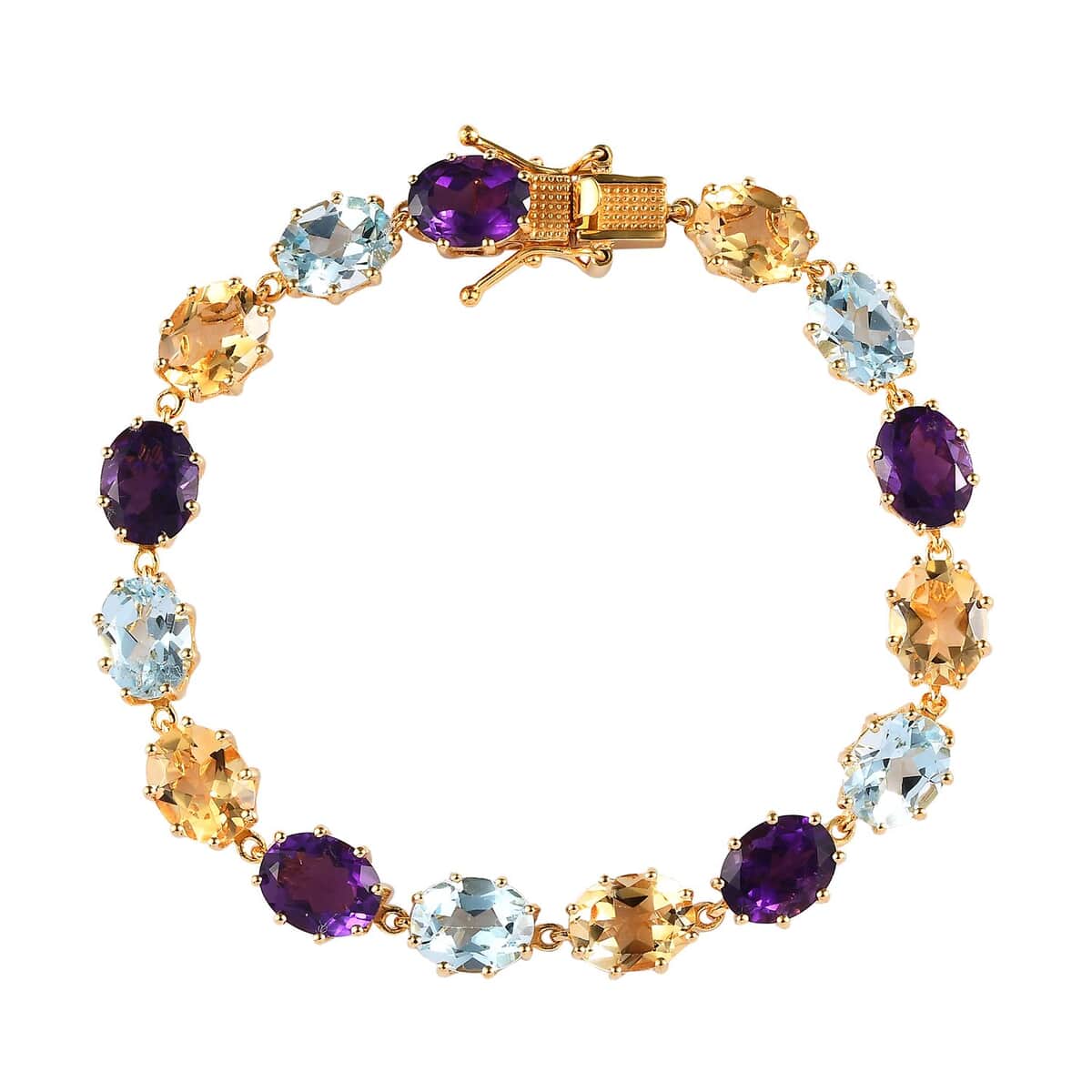 Multi Gemstone Bracelet in Vermeil Yellow Gold Over Sterling Silver (7.25 In) 30.40 ctw image number 0