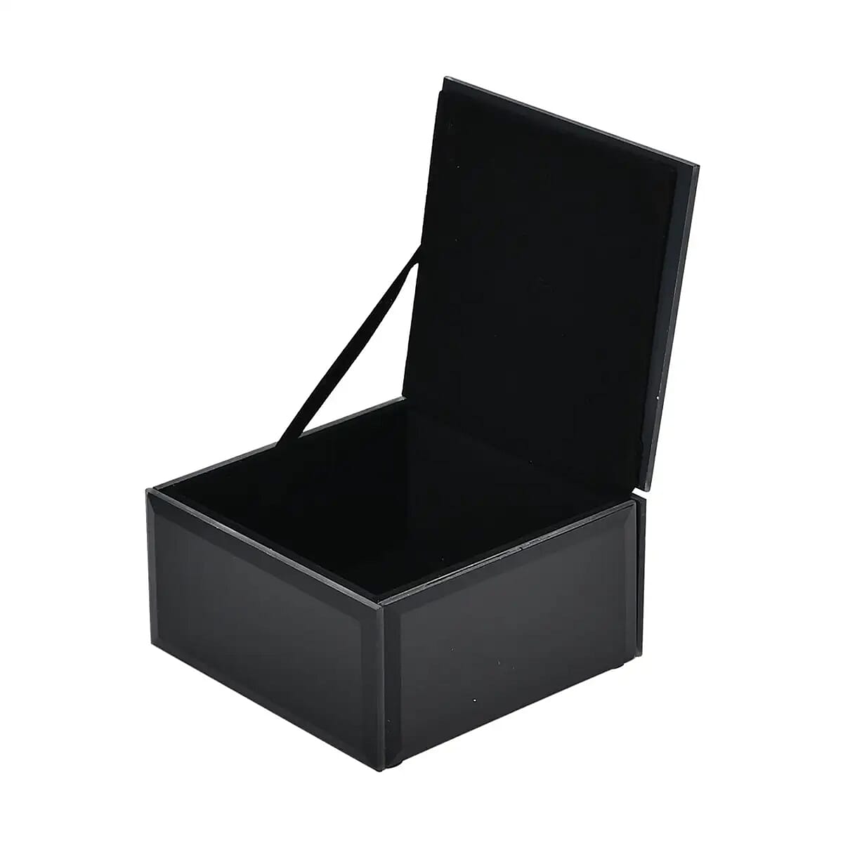 Doorbuster Square Glass Jewelry Box with Silver and Green Crystal Feather on Top image number 5