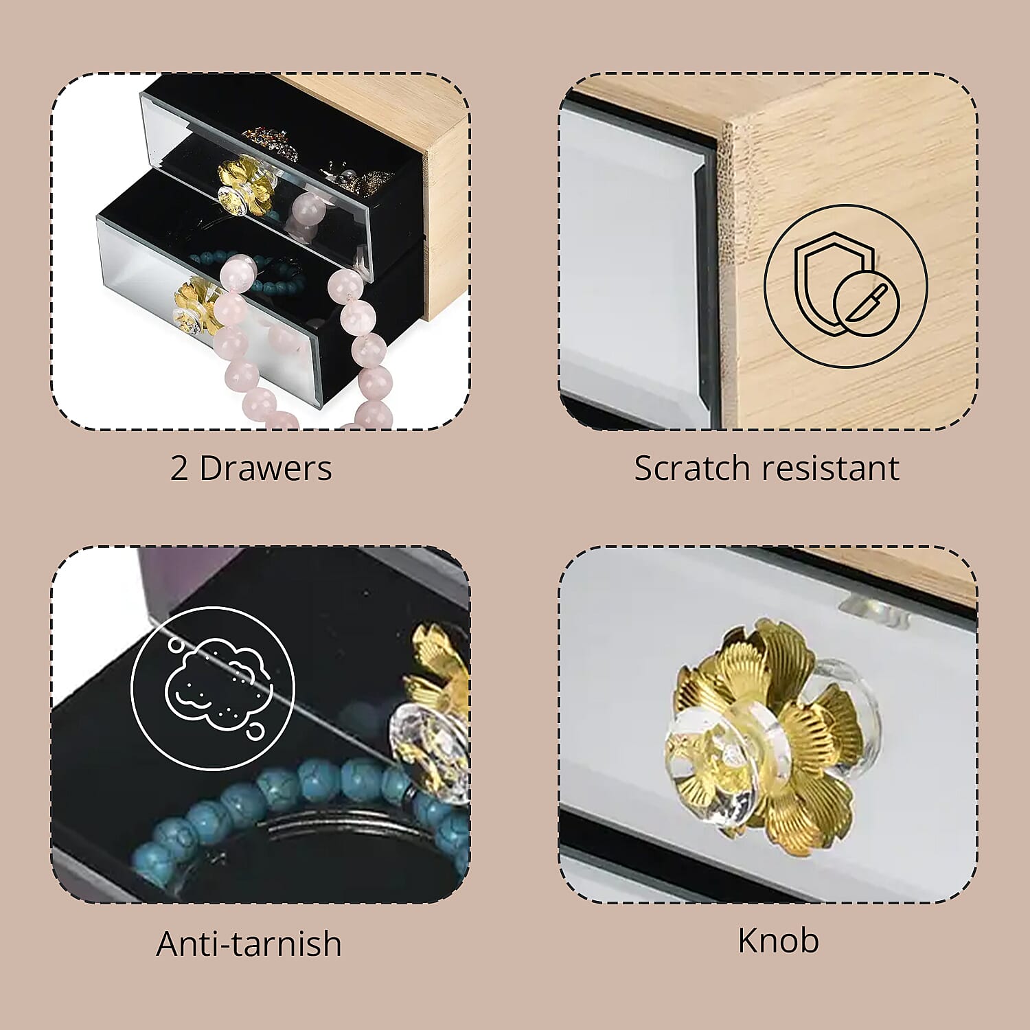 Silver Bamboo and Glass Jewelry Box