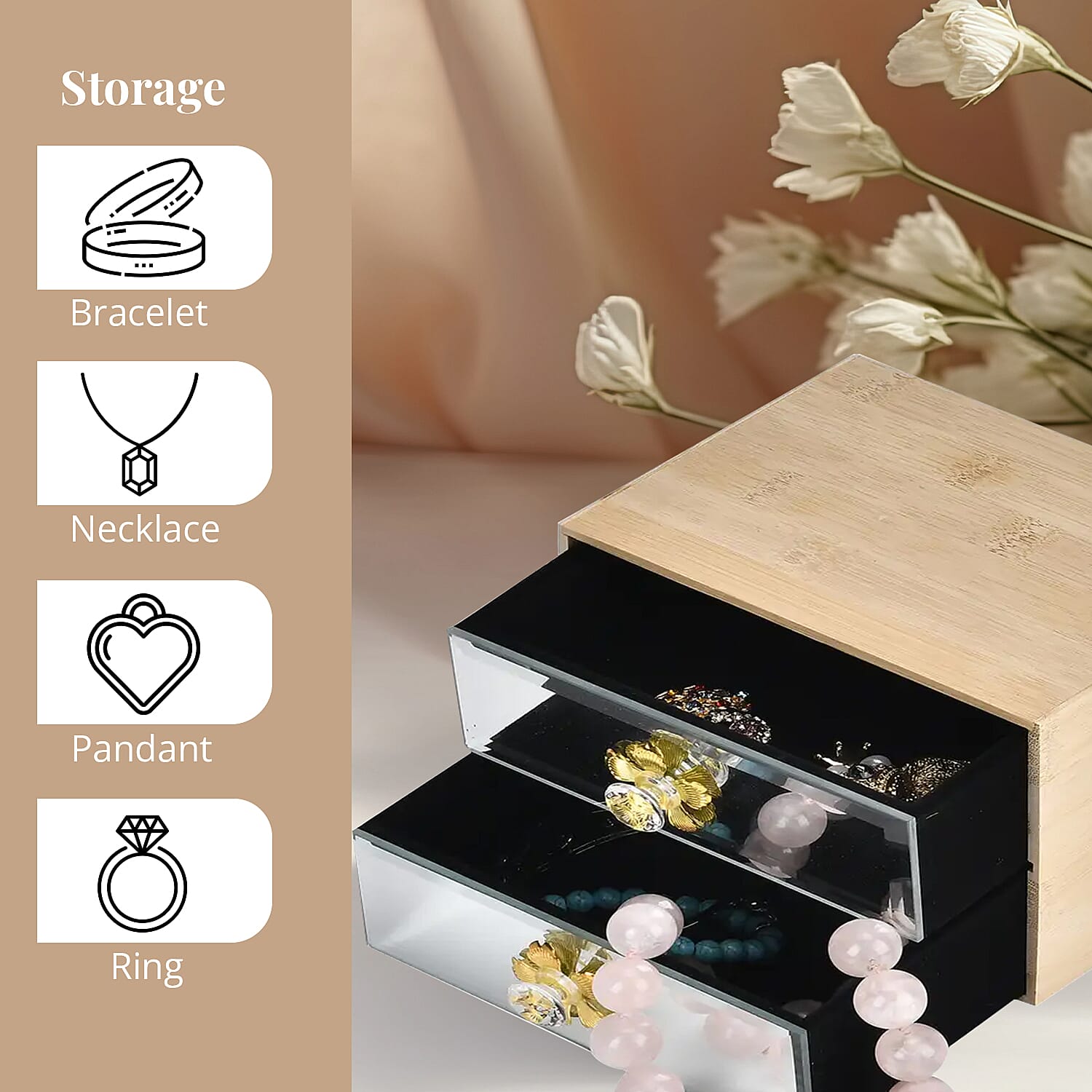 Silver Bamboo and Glass Jewelry Box