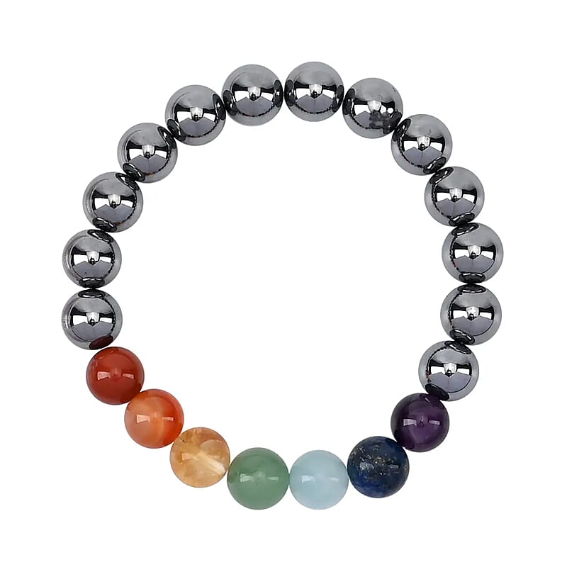 Seven Chakra Terahertz 140.00 ctw Beaded Stretch Bracelet