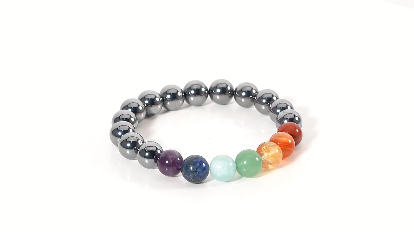 Seven Chakra Terahertz 140.00 ctw Beaded Stretch Bracelet