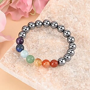 Seven Chakra Terahertz 140.00 ctw Beaded Stretch Bracelet