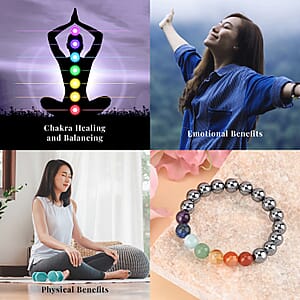 Seven Chakra Terahertz 140.00 ctw Beaded Stretch Bracelet