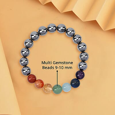 Seven Chakra Terahertz 140.00 ctw Beaded Stretch Bracelet
