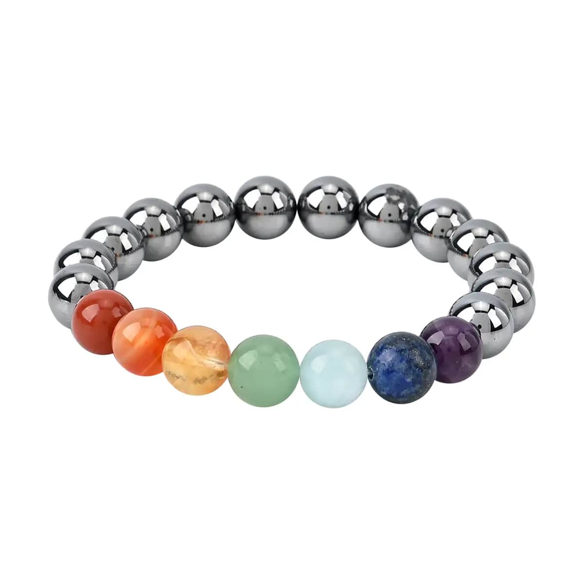 Seven Chakra Terahertz 140.00 ctw Beaded Stretch Bracelet image number 5