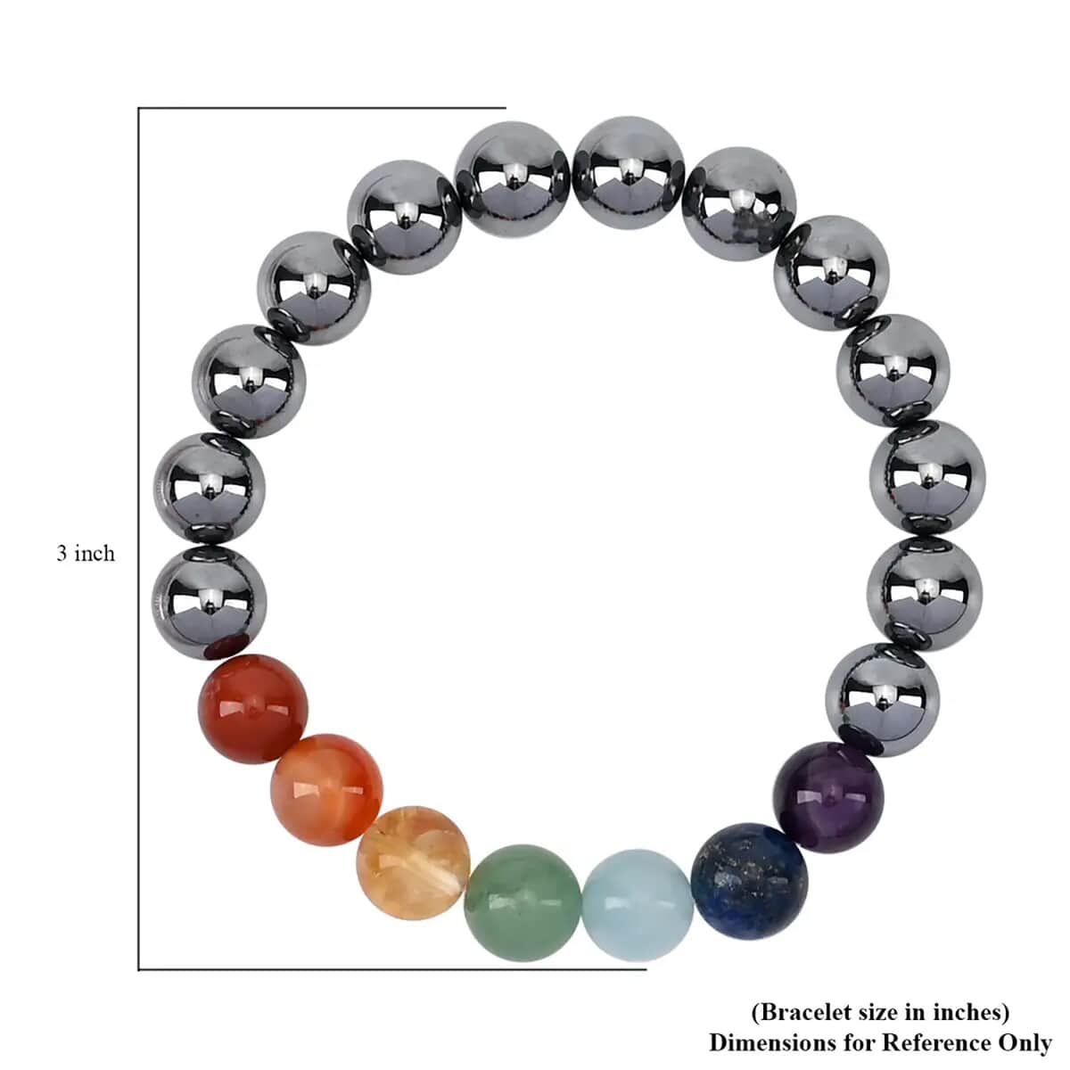 Seven Chakra Terahertz 140.00 ctw Beaded Stretch Bracelet image number 6