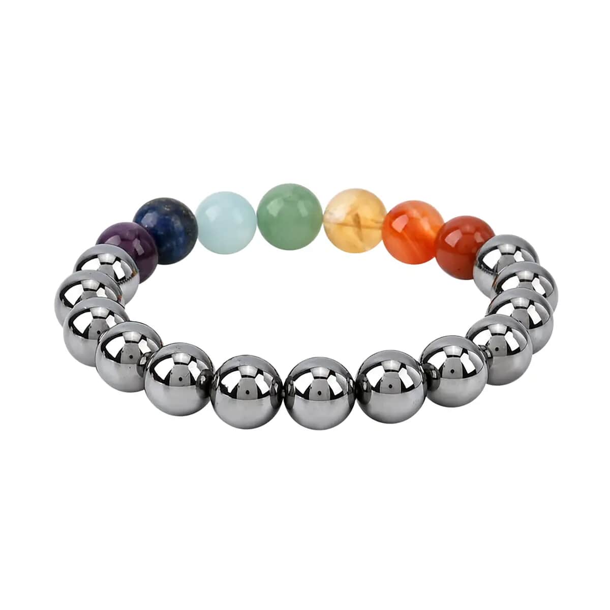 Seven Chakra Terahertz 140.00 ctw Beaded Stretch Bracelet image number 7