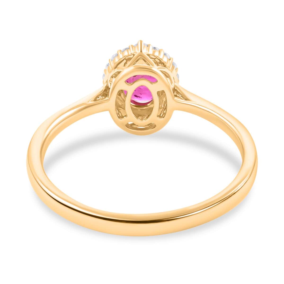 Certified & Appraised Iliana 18K Yellow Gold AAA Montepuez Ruby and Diamond G-H SI Halo Ring (Size 10.0) 1.10 ctw image number 4