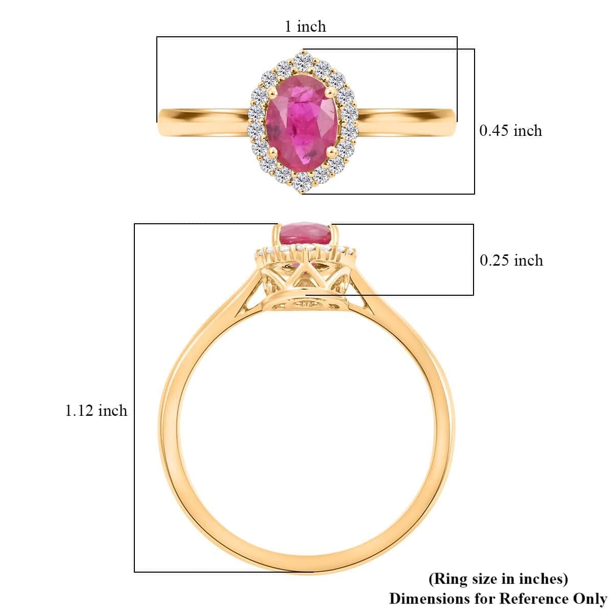 Certified & Appraised Iliana 18K Yellow Gold AAA Montepuez Ruby and Diamond G-H SI Halo Ring (Size 6.0) 1.10 ctw image number 5