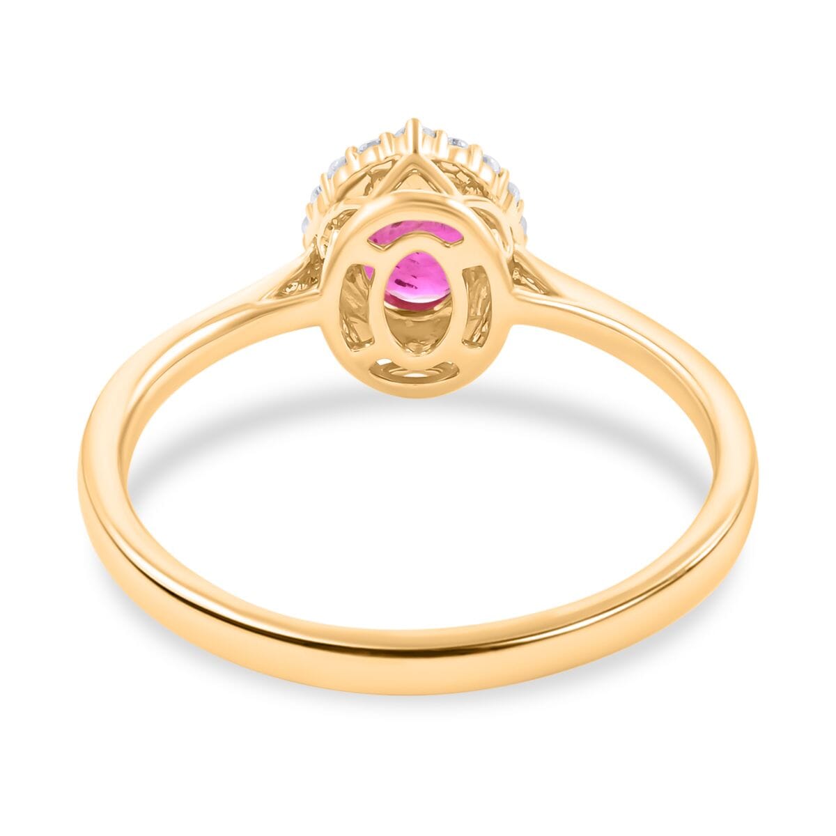 Certified & Appraised Iliana 18K Yellow Gold AAA Montepuez Ruby and Diamond G-H SI Halo Ring (Size 6.5) 1.10 ctw image number 4