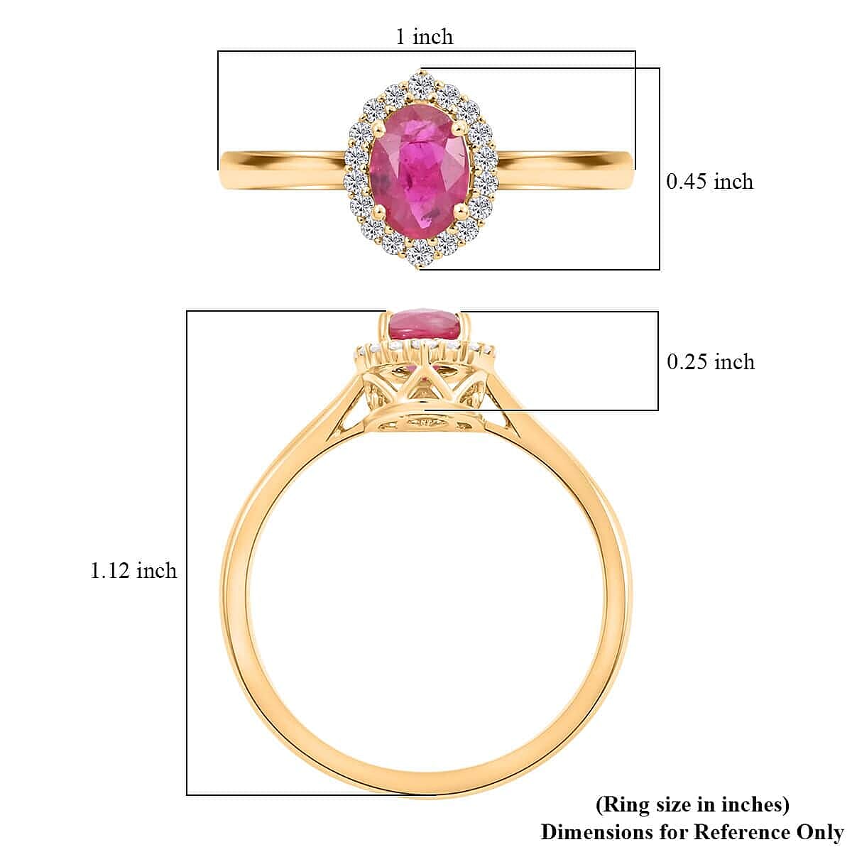 Certified & Appraised Iliana AAA Montepuez Ruby and G-H SI Diamond 1.10 ctw Halo Ring in 18K Yellow Gold (Size 7.0) image number 5