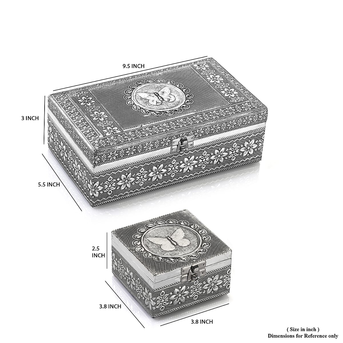 Handcrafted Set of 3 3D Embossed Bald Eagle Aluminium Oxidized Storage Boxes image number 3