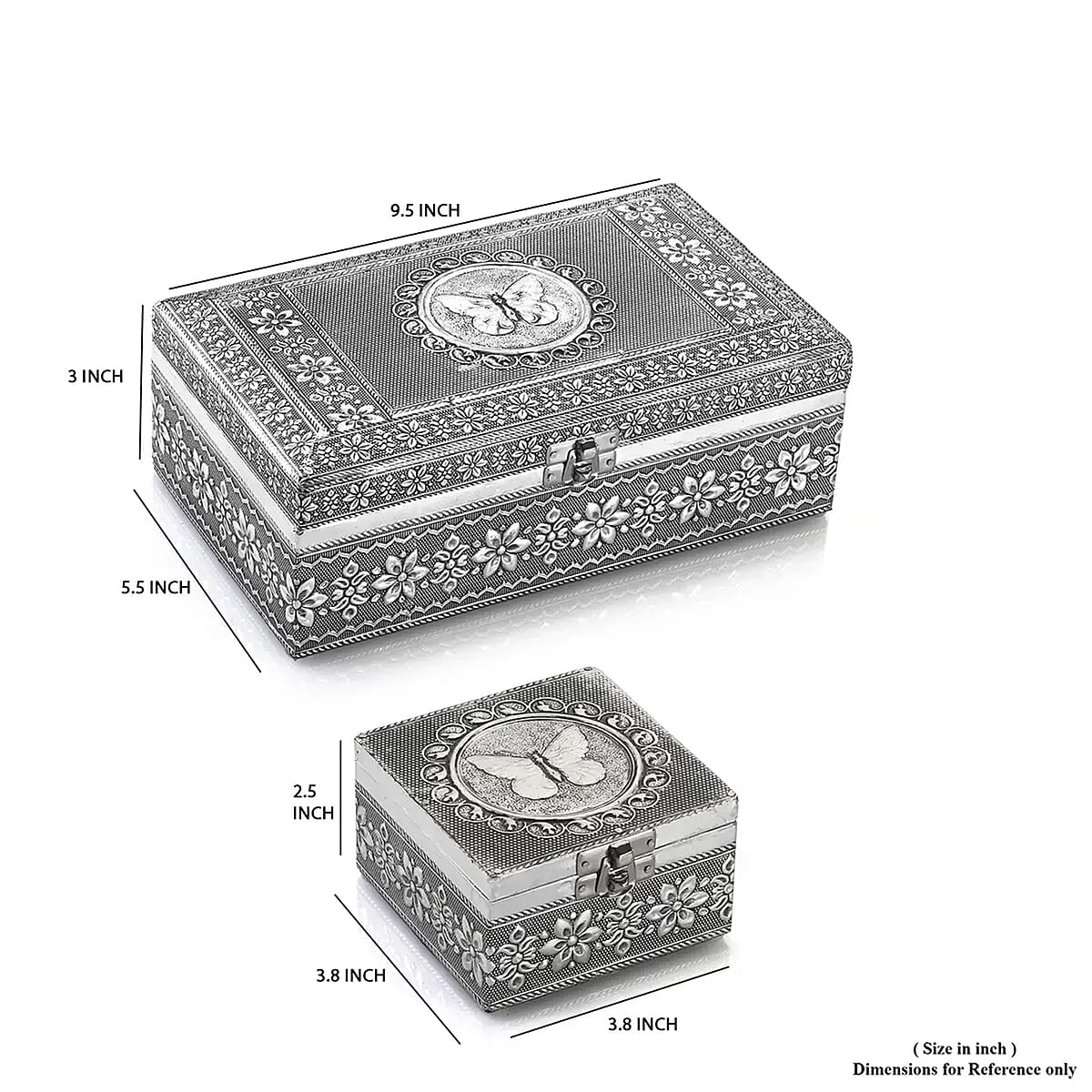 Handcrafted Set of 3 3D Embossed Bald Eagle Aluminium Oxidized Storage Boxes image number 8