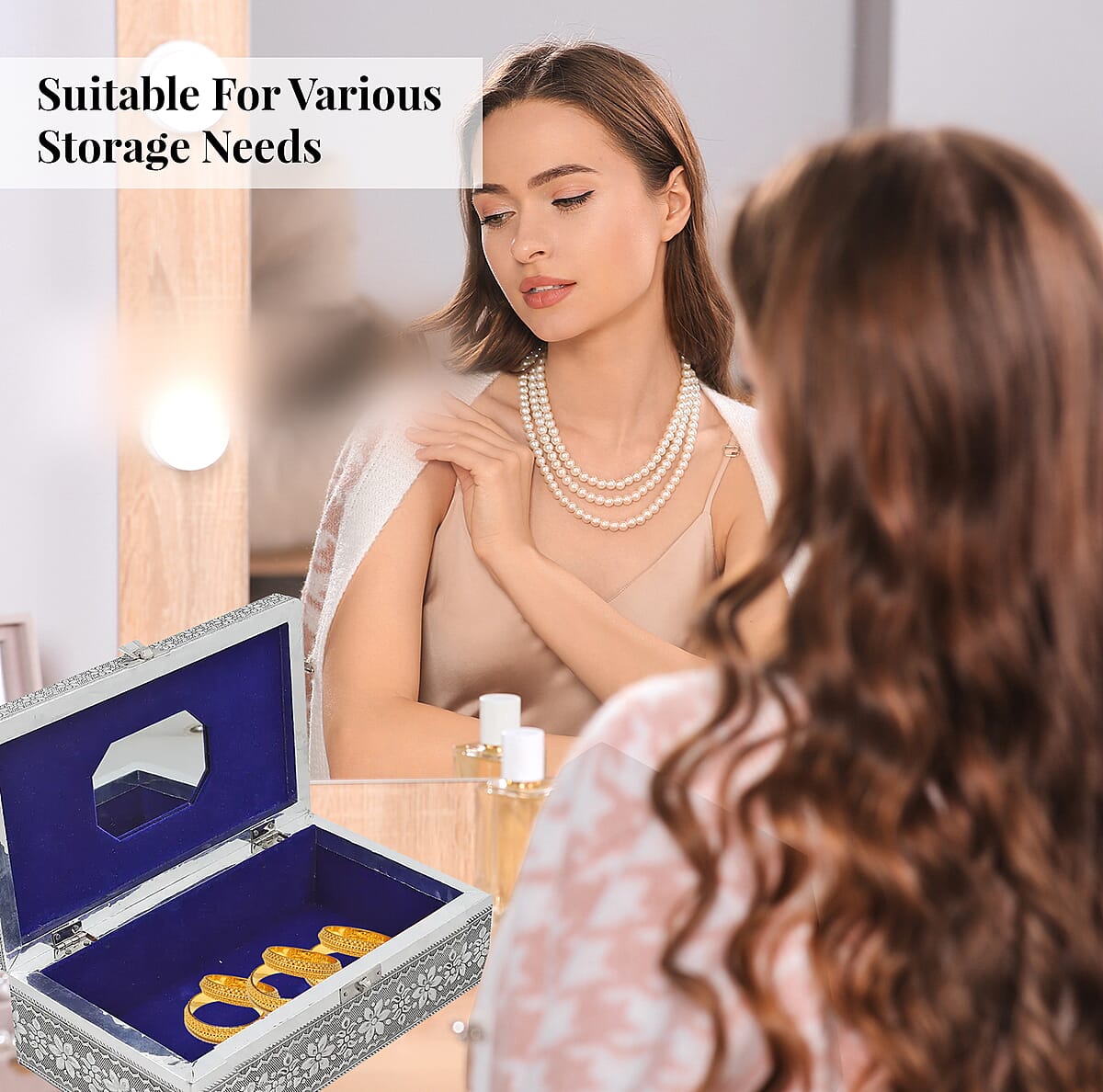 Handcrafted Set of 3 3D Embossed Mandala Aluminium Oxidized Storage Boxes image number 1