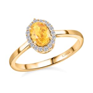 Certified & Appraised Iliana AAA Madagascar Yellow Sapphire and G-H SI Diamond 1.05 ctw Halo Ring in 18K Yellow Gold (Size 10.0)