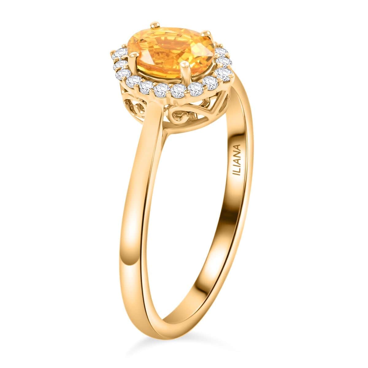 Certified & Appraised Iliana AAA Madagascar Yellow Sapphire and G-H SI Diamond 1.05 ctw Halo Ring in 18K Yellow Gold (Size 10.0) image number 3