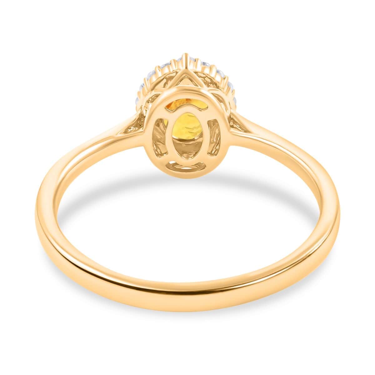 Certified & Appraised Iliana AAA Madagascar Yellow Sapphire and G-H SI Diamond 1.05 ctw Halo Ring in 18K Yellow Gold (Size 10.0) image number 4