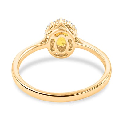 Certified & Appraised Iliana AAA Madagascar Yellow Sapphire and G-H SI Diamond 1.05 ctw Halo Ring in 18K Yellow Gold (Size 10.0)