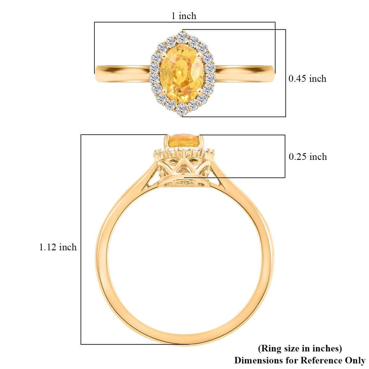 Certified & Appraised Iliana AAA Madagascar Yellow Sapphire and G-H SI Diamond 1.05 ctw Halo Ring in 18K Yellow Gold (Size 10.0) image number 5