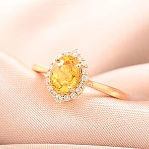 Certified & Appraised Iliana AAA Madagascar Yellow Sapphire and G-H SI Diamond 1.05 ctw Halo Ring in 18K Yellow Gold (Size 6.0)