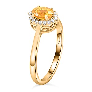 Certified & Appraised Iliana AAA Madagascar Yellow Sapphire and G-H SI Diamond 1.05 ctw Halo Ring in 18K Yellow Gold (Size 6.0)
