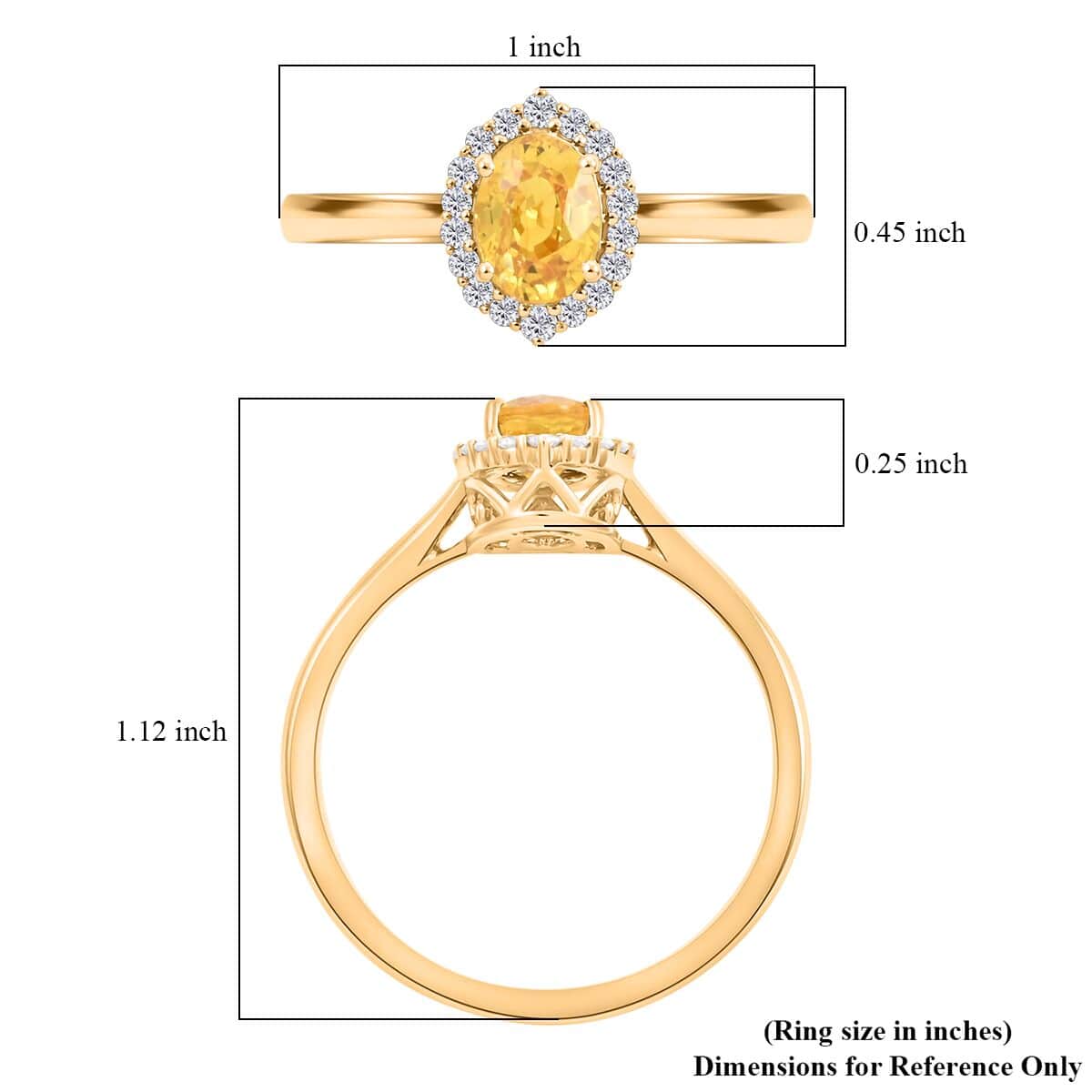 Certified & Appraised Iliana AAA Madagascar Yellow Sapphire and G-H SI Diamond 1.05 ctw Halo Ring in 18K Yellow Gold (Size 6.0) image number 5