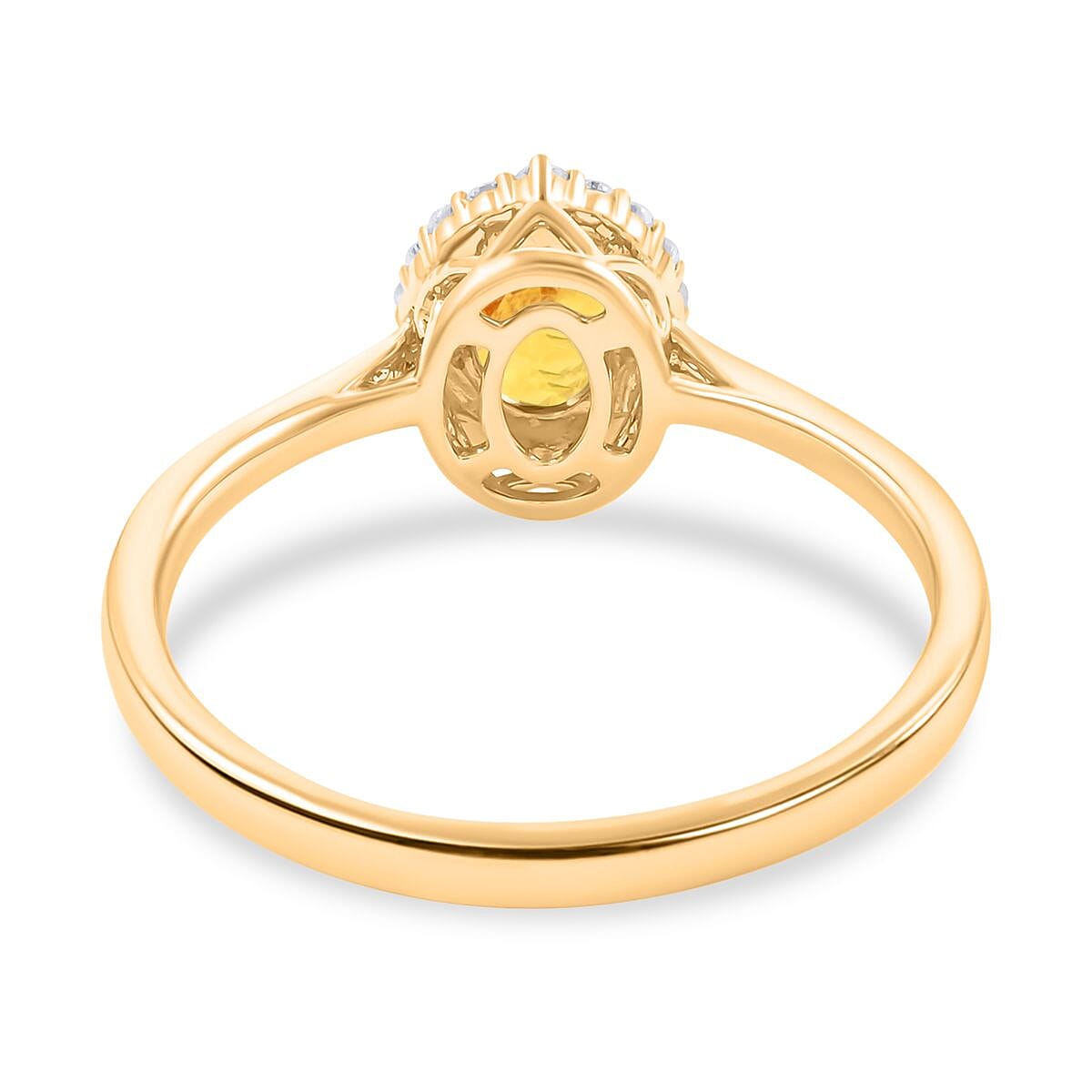 Certified & Appraised Iliana 18K Yellow Gold AAA Madagascar Yellow Sapphire, Diamond (G-H, SI) (0.17 cts) Halo Ring (Size 9.5) 1.05 ctw image number 4