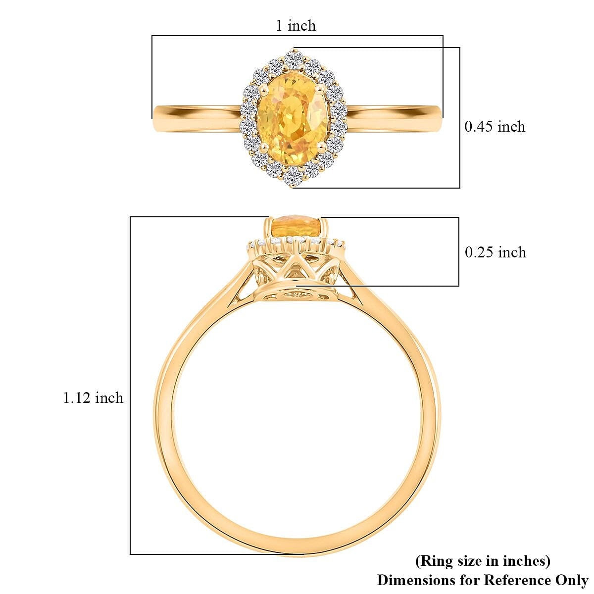 Certified & Appraised Iliana 18K Yellow Gold AAA Madagascar Yellow Sapphire, Diamond (G-H, SI) (0.17 cts) Halo Ring (Size 9.5) 1.05 ctw image number 5