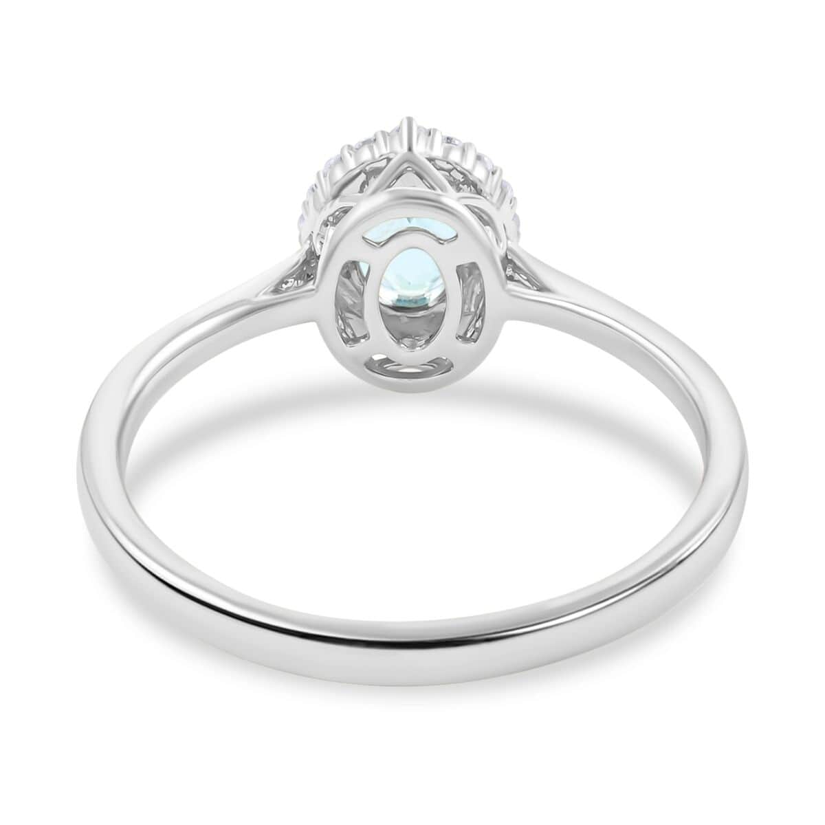 Certified & Appraised Iliana 18K White Gold AAA Santa Maria Aquamarine and G-H SI Diamond Halo Ring (Size 10.0) 1.00 ctw image number 4