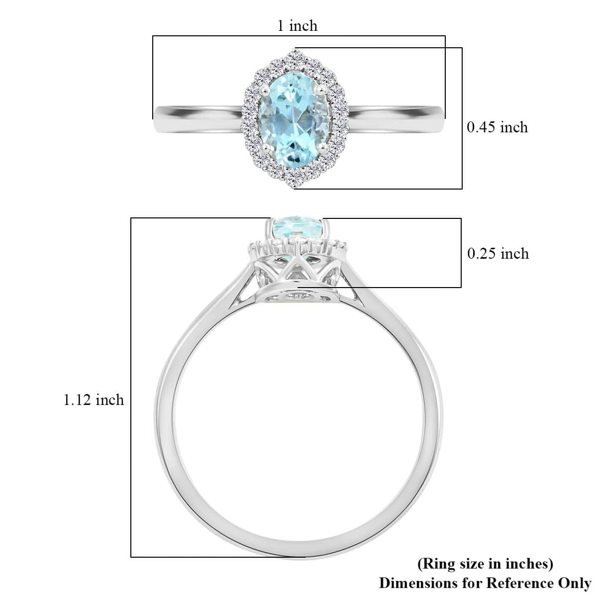 Certified & Appraised Iliana 18K White Gold AAA Santa Maria Aquamarine and G-H SI Diamond Halo Ring 1.00 ctw image number 5