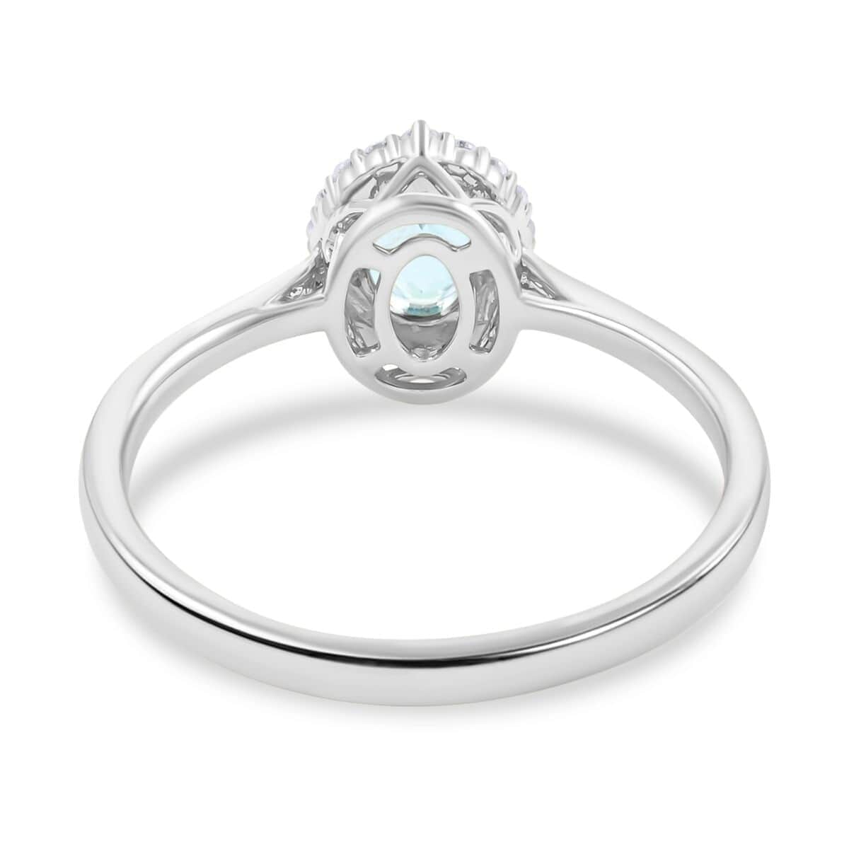 Certified & Appraised Iliana 18K White Gold AAA Santa Maria Aquamarine and G-H SI Diamond Halo Ring (Size 6.0) 1.00 ctw image number 4