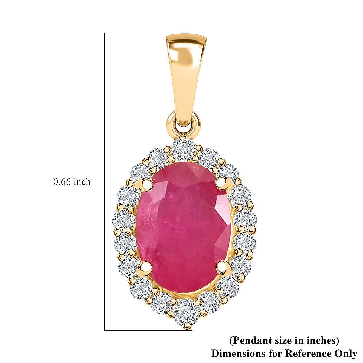 Certified & Appraised Iliana 18K Yellow Gold AAA Ruby and G-H SI Diamond Halo Pendant without Chain 1.10 ctw
