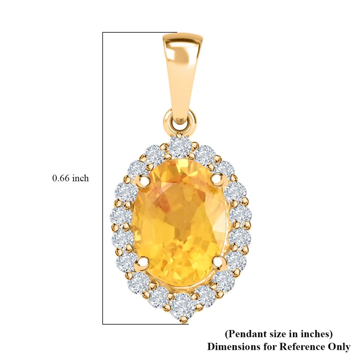 Certified & Appraised Iliana 18K Yellow Gold AAA Madagascar Yellow Sapphire and G-H SI Diamond Halo Pendant 1.05 ctw image number 5